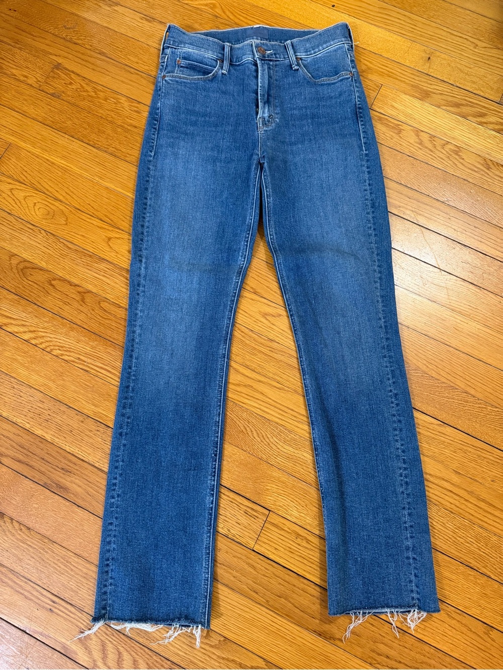 MOTHER Women's Medium Blue Straight-Leg Jeans
